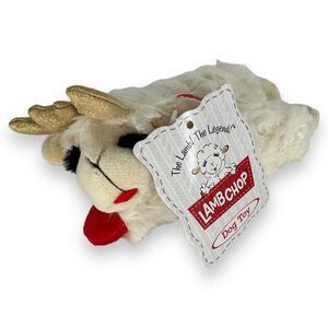 Lamb Chop Reindeer Holly Squeaky Thrash Plush Dog Toy‎ Winter Christmas Holiday